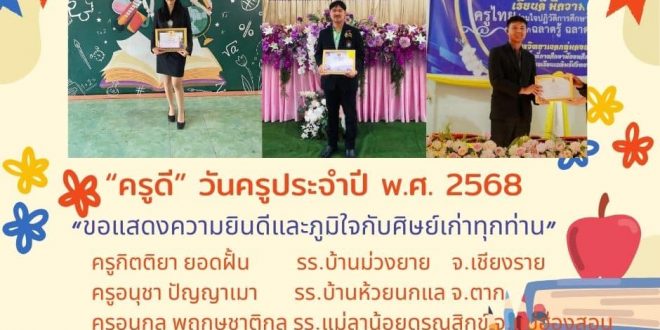 สาขาวิชาอุตสาหกรรมศิลป์ คณะเทคโนโลยีอุตสาหกรรม มหาวิทยาลัยราชภัฏลำปาง ขอแสดงความยินดีกับศิษย์เก่าทุกท่านที่ได้รับรางวัลเนื่องในงานวันครู ประจำปี พ.ศ.2568