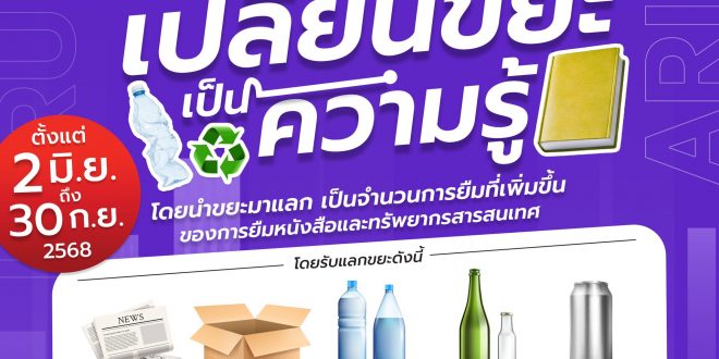 สวท.ขอเชิญชวน อาจารย์ บุคลากร และนักศึกษามหาวิทยาลัยราชภัฏลำปาง ร่วมกันคัดแยกขยะ และร่วมกิจกรรม “เปลี่ยนขยะเป็นความรู้”