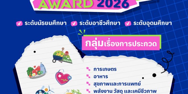 สำนักงานการวิจัยแห่งชาติ (วช.) ขอเชิญนักเรียน นิสิต นักศึกษา ร่วมส่งผลงานสิ่งประดิษฐ์เข้าประกวดในโครงการ Thailand New Gen Inventors Award 2026 (I-New Gen Award 2026)