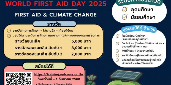 ประชาสัมพันธ์ ประกวดสิ่งประดิษฐ์และนวัตกรรม เรื่อง First Aid and Climate change เนื่องในวันปฐมพยาบาลโลก World First Aid Day 2025