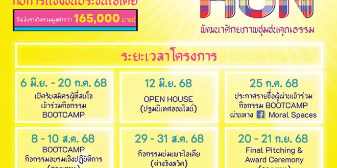 ศูนย์คุณธรรม (องค์การมหาชน) ขอความอนุเคราะห์ประชาสัมพันธ์ และขอเชิญร่วมส่งผลงานเข้าประกวดแข่งขันออกแบบนวัตกรรมเพื่อสังคม ประจำปี 2568